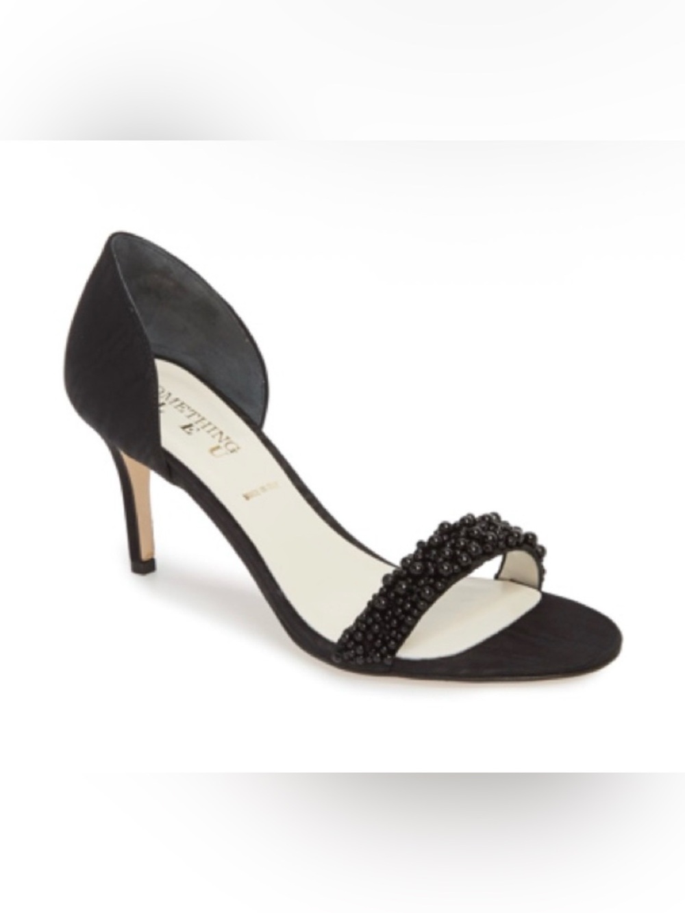 Something Bleu Bridal Black Beaded D'Orsay Open-Toe Heel